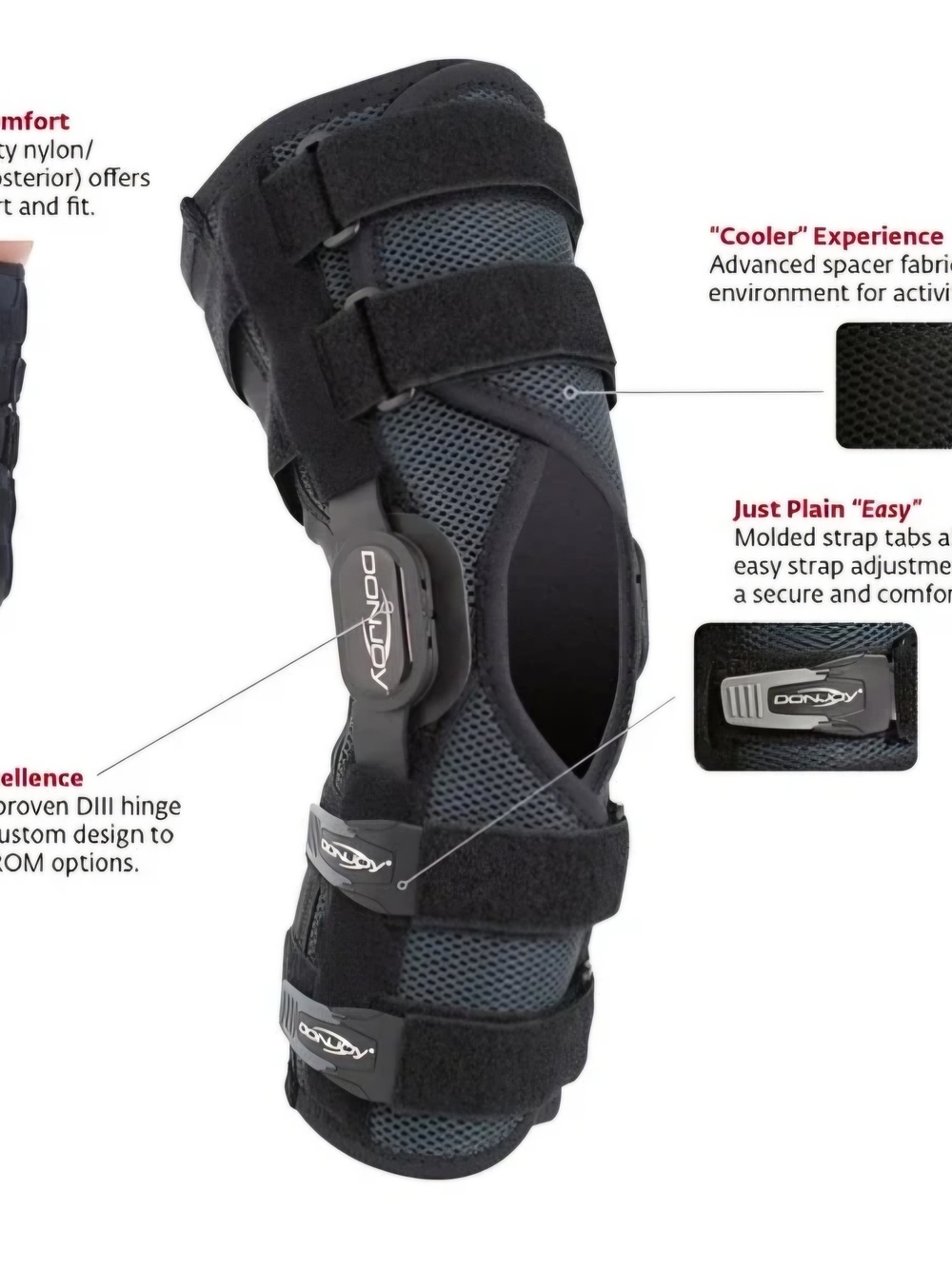 Donjoy Large Black Knee Stabilizer Brace Support - Adjustable